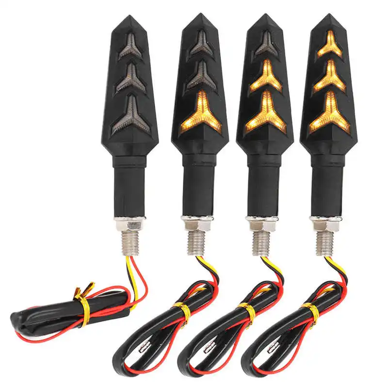 

4Pcs Y Shaped Motorcycle Flowing Turn Signal Light LED Dual Lighting Color IP66 Waterproof Universal for Motorbikes