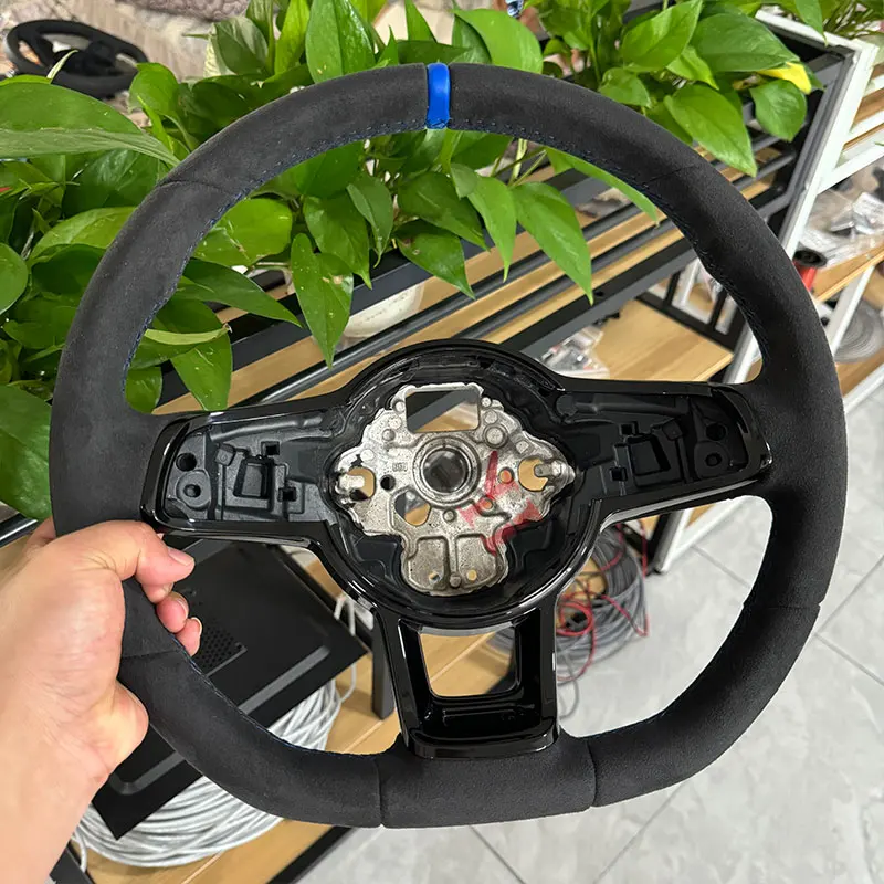 Рулевое колесо из синего материала с отстрочкой и алькантарой подходит для Golf 7