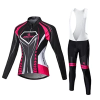 malciklo womens long sleeve bib spring spandex red uk plus size bike quick dry sports cycling wear
