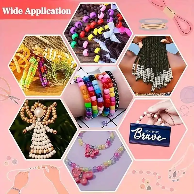 Акриловые бусины с большим отверстием 6 Х9 мм 36 цветов 100 шт.