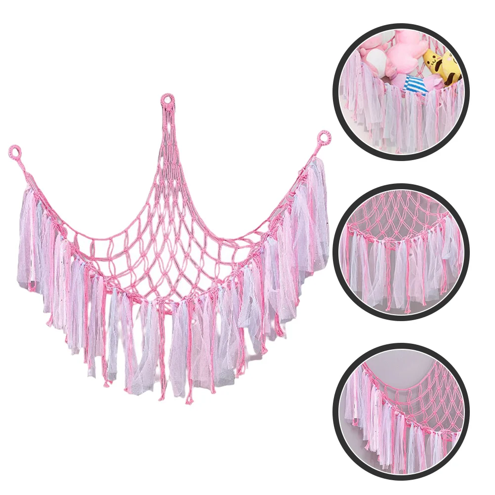 

Triangular Toy Net Bag Boy Dolls Wall Hanging Net Triangle Wall Corner Net Cotton Toys Corner Storage Net Girls Hammock
