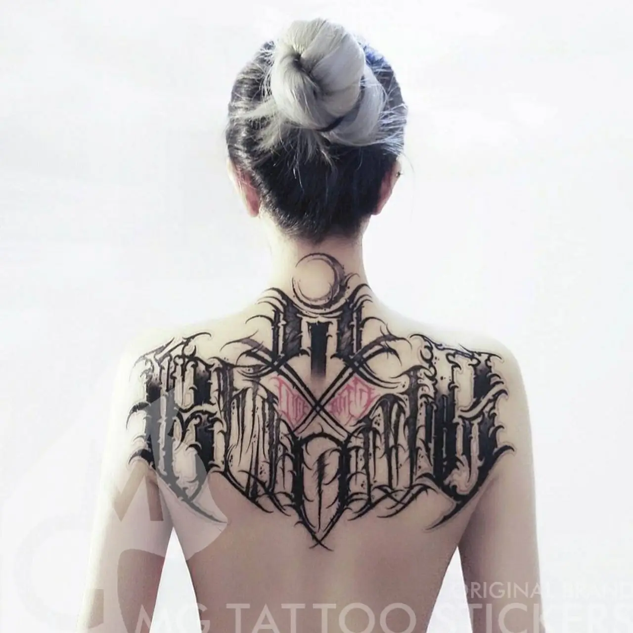 Big Tattoo Simple Geometry Lasting Fake Tattoos for Woman Men Goth Temporary Tattoos Couple Chest Back Art Tattoo Stickers