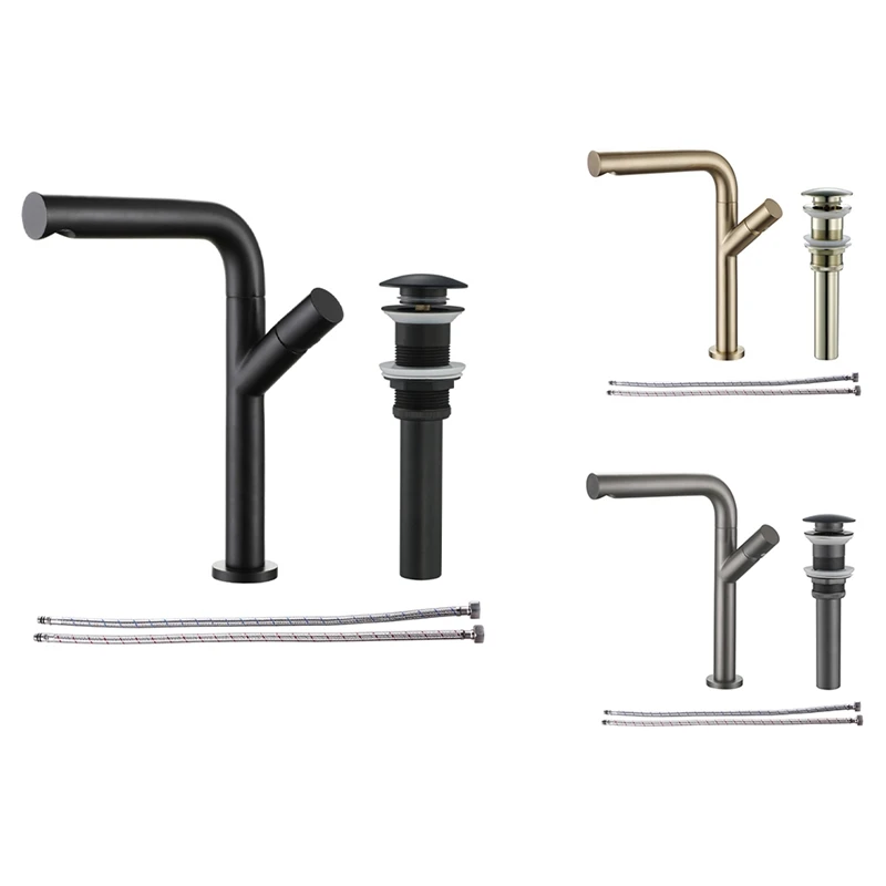 

Bathroom Wash Basin Kitchen Sink Hot and Cold Water Faucet with Drain Modern Minimalist Type Seat Mixer Faucet