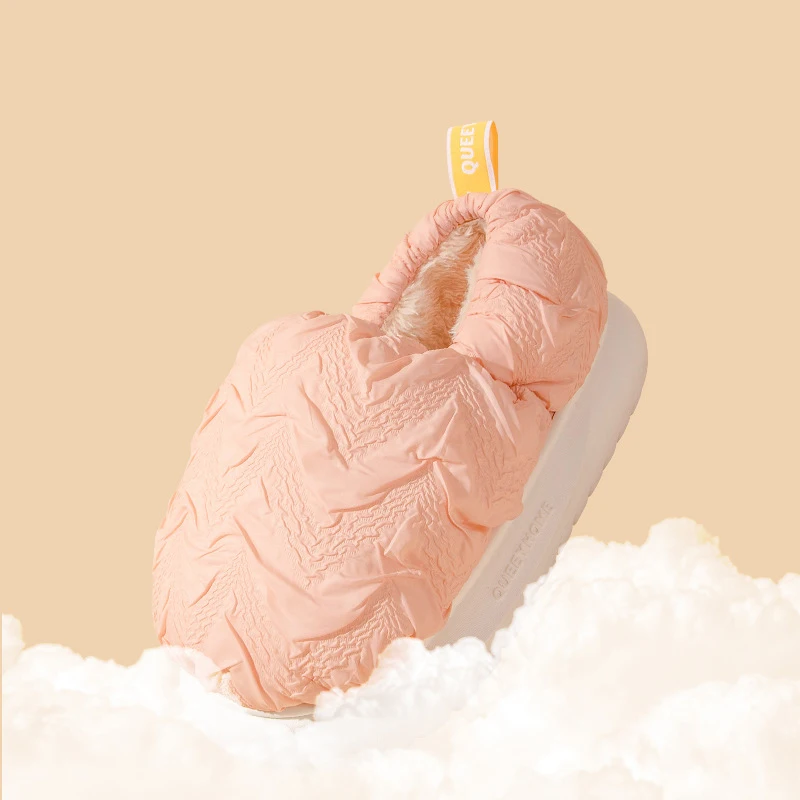 2022 Waterproof Non-slip Cotton Slippers Women's Autumn And Winter Down Warm Thick Bottom Household Indoor Cotton Men Slippers