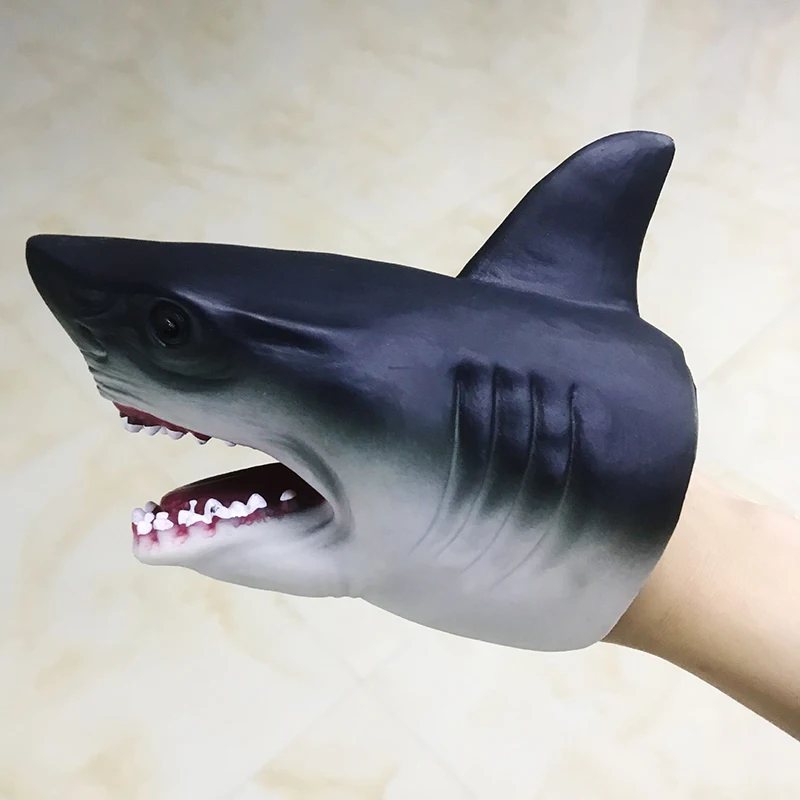 Children's Realistic Shark Hand Puppet Soft Plastic Mouth Free Deformation Toys Animal Head Gloves Kids Toys Funny Gift Puppet