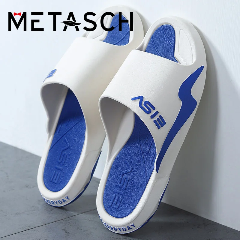 Тапки METASCH на толстой подошве для мужчин и женщин, модные Нескользящие шлепанцы, удобные домашние тапочки, летняя одежда