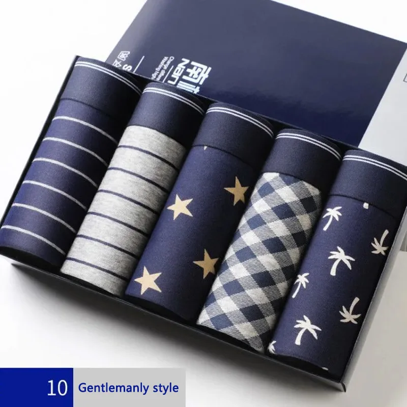 5Pcs/Lot Men's Underwear Pure Cotton Boyshort Antibacterial Boxers Boys Breathable Plus Size Young Student Shorts Head