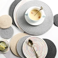 cotton coasters linen round mats set insulation coffee pad placemat for dining table kitchen home decoration accessories modern