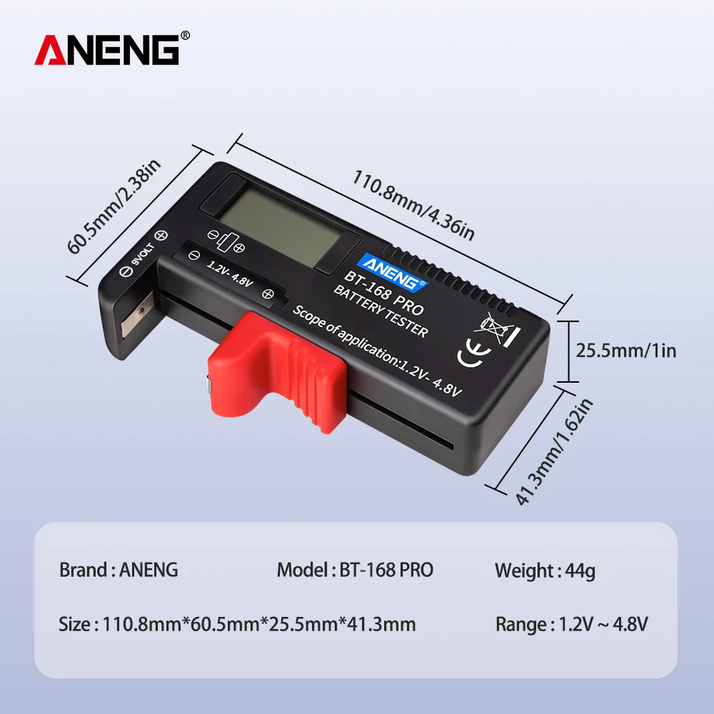 ANENG BT-168 PRO 1.2-4.8V AA/AAA/C/D Mini Battery Tester Quickly Testing for 18650 16340 14500 10440 Lithum Capacity |
