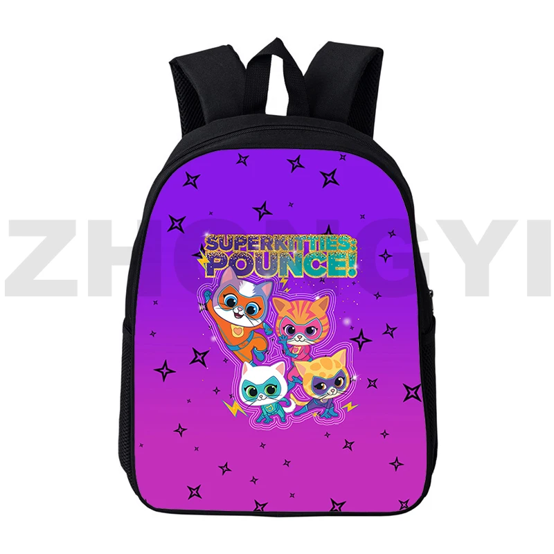 

12/16 Inch Anime SuperKitties Backpack Men Laptop Outdoor Sport School Bags 3D Cartoon Preppy Rucksack Kindergarten Travel Bag