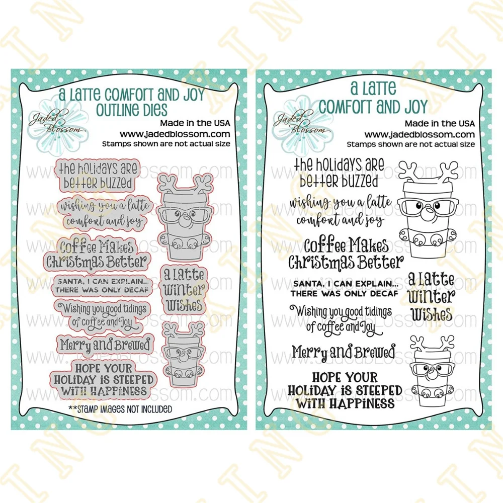 

New A Latte Comfort and Joy Metal Cutting Dies Silicone Stamps Scrapbooking Make Photo Album Card Diy Paper Embossing 2022 New