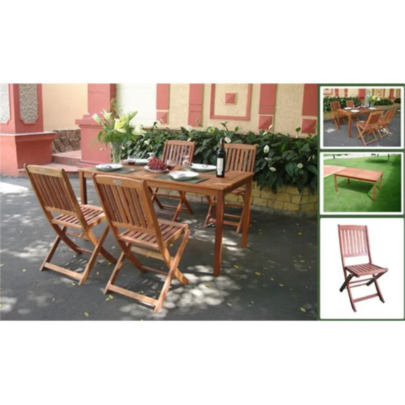 

Malibu Outdoor 5-piece Wood Patio Dining Set with Folding Chairs