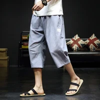 2022 mens soil linen shorts summer cool breathable shorts elastics casual overalls japanese streetwear