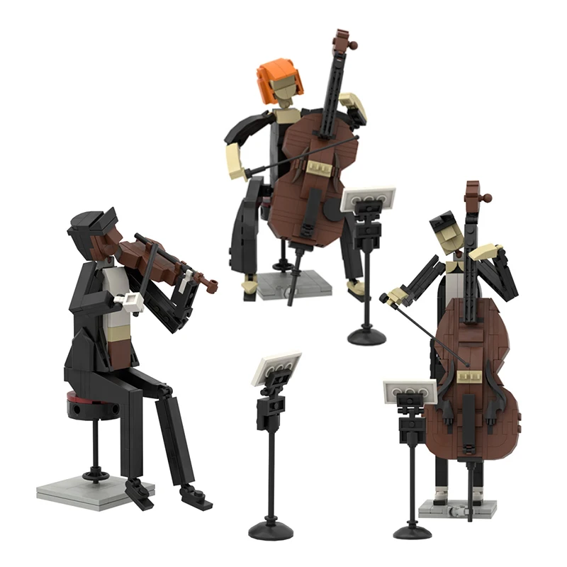 

Moc Violinist Cellist Car Decoration Action Figures Creative Building Blocks Assembled Models Decorations Children Toys Gifts