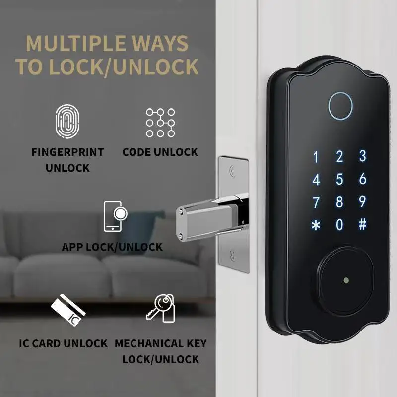 

Electronic Lock for Glass Door TTLOCK Smart Bluetooth-compatible Fingerprint Door Lock Unlock Via Fingerprint/Card/Password/ App