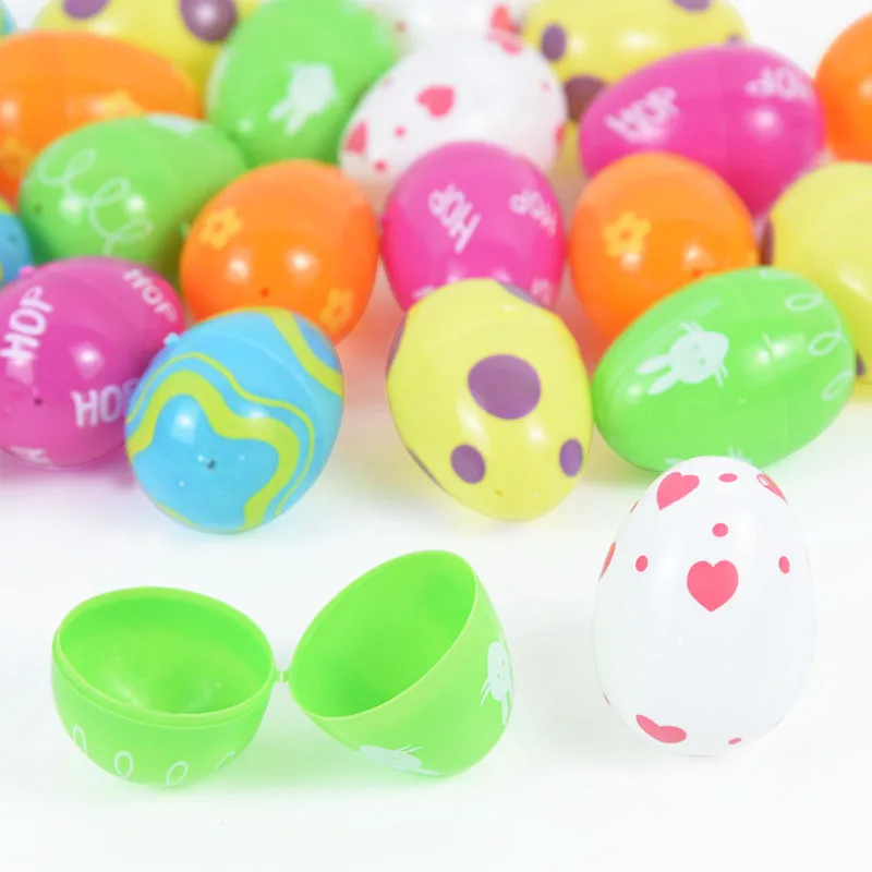 

12/24pcs Colourful Easter Egg Kid Printed Pastel Plastic Assorted Eggs Hunt Party Children Child DIY Educational Toys Kid Gifts