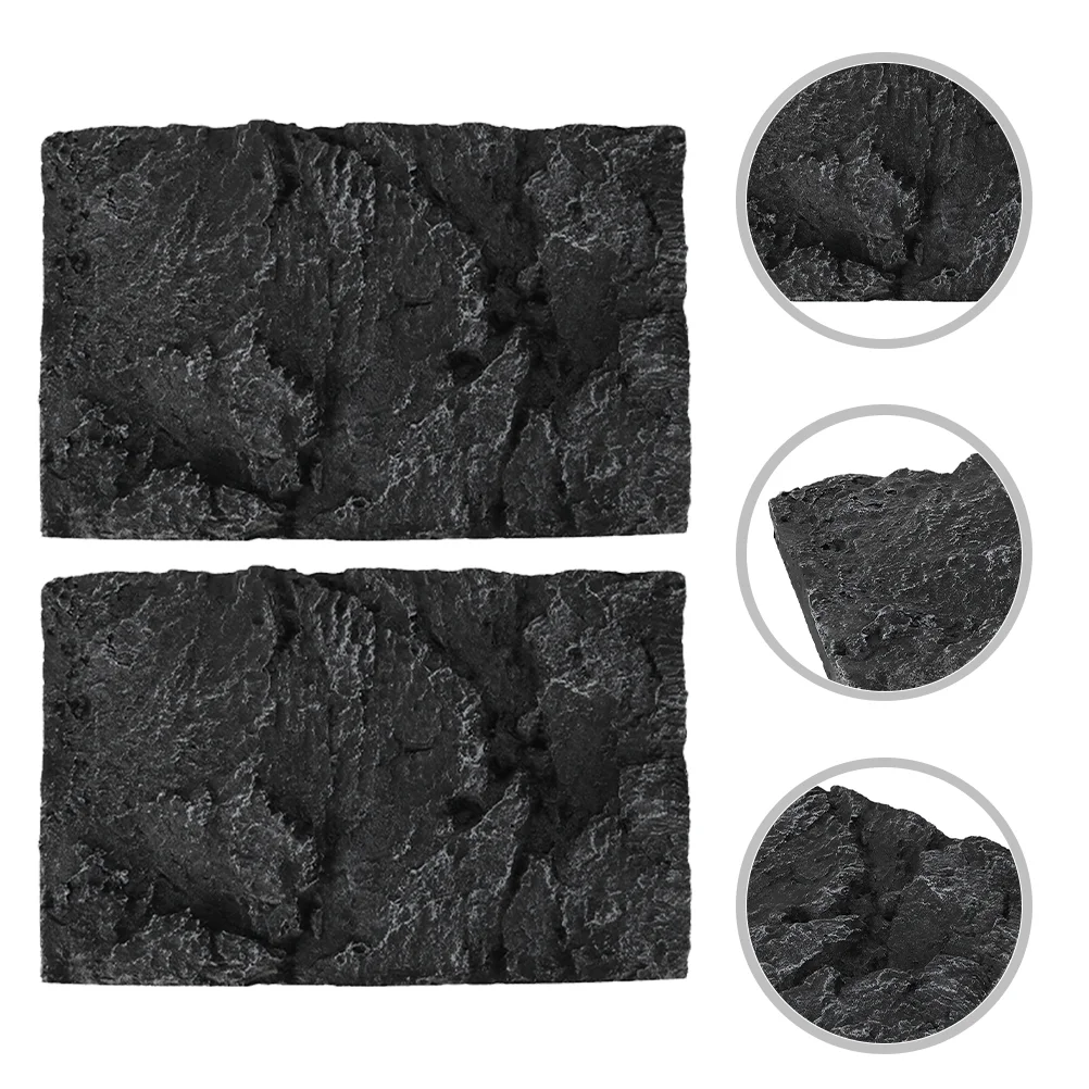 

2 Pcs Reptile Box Backdrop Bark Background Aquarium Backgrounds Rock Enclosure Pu Decorative