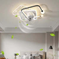 Bedroom modern minimalist fan lamp Nordic home restaurant study light luxury APP control suction living room ceiling fan lamp