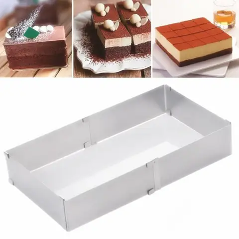 Регулируемая квадратная форма для торта из нержавеющей стали, 15-27,5 см, кольцо для шоколадного мусса, Аксессуары для выпечки, инструменты для украшения тортов
