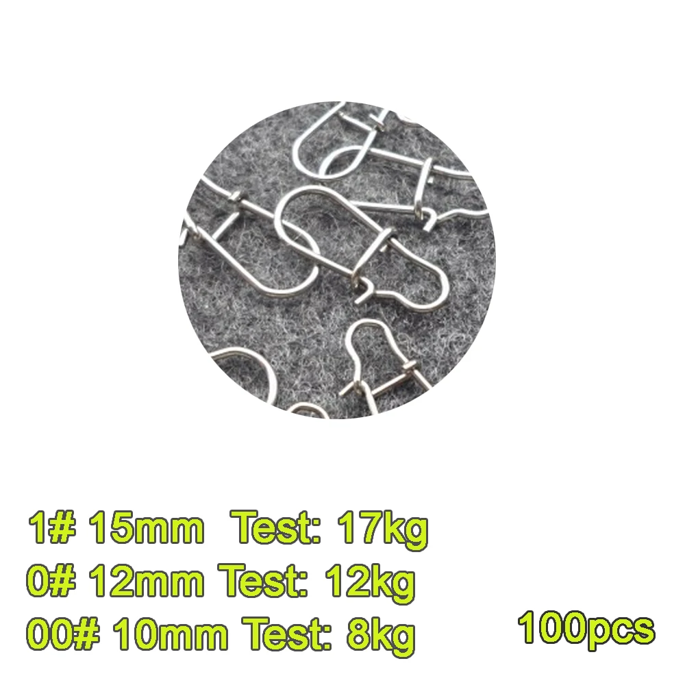 

100pcs Hooked Snap Pin Stainless Steel Fishing Barrel Swivel Safety Snaps Hook Lure Accessories Connector Snap Pesca