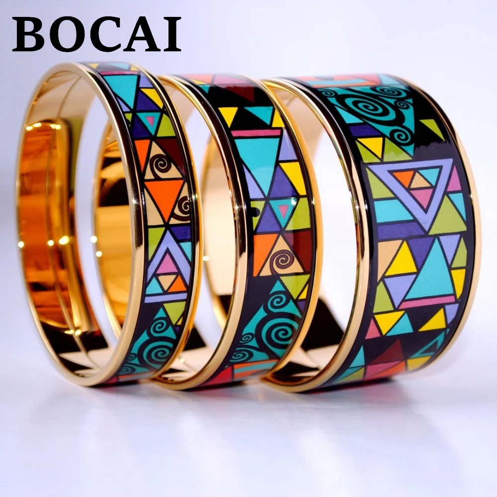 

Cloisonne Women's Geometric Fantasy Style Enamel Bracelet 2021 New Fashion Jewelry Popular Personality Bangle