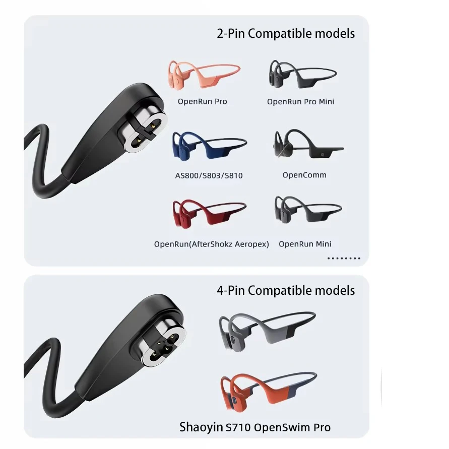 Фото Кабель для зарядки USB Type C длиной 1 м для Shokz OpenSwim Pro S710, магнитный адаптер для зарядки Aftershokz Aeropex AS800/S803/S810 OpenRun №3