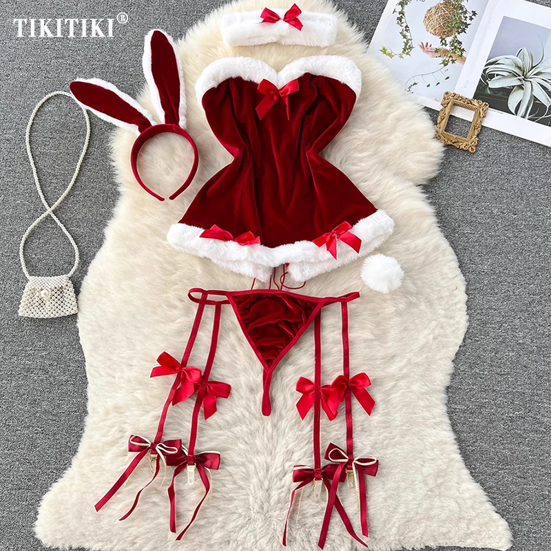 

Женская ажурная Рождественская Ночная Рубашка Боди облегающий эротический сетчатый кружевной комбинезон сексуальная модная Рождественская Пижама