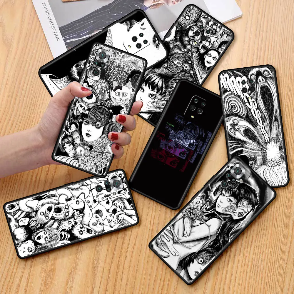 

Case for Xiaomi Redmi 9S 9 8 10 11 Pro K40 9C 9A 8T 7 9T 7A 8A Black Soft Silicone Phone Cover Shell Junji Ito