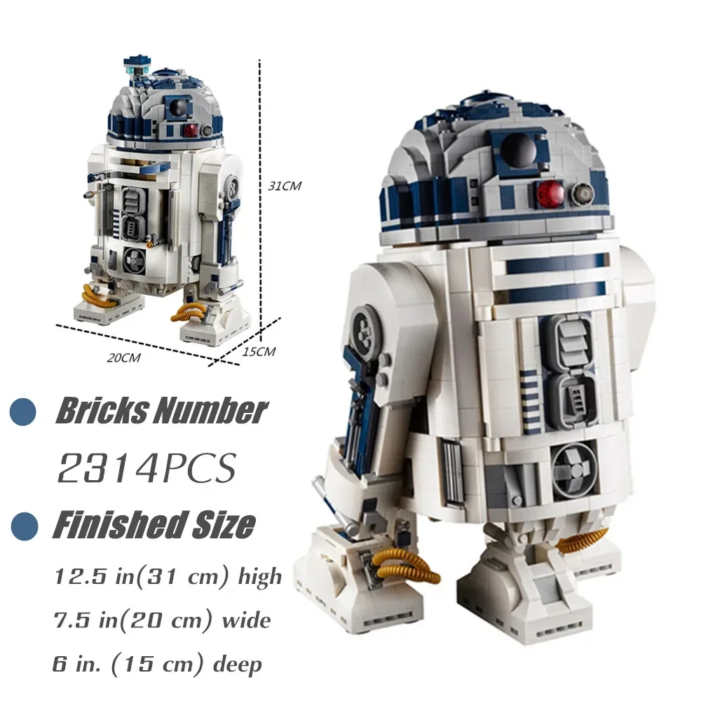 

In Stock 75308 NEW FIT 2314PCS Robot Star Space Union R2D2 Model R2-D2 Figures Building Block Bricks Boy Birthday Gift Toy Kid