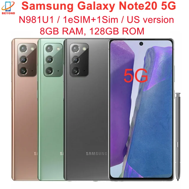 Samsung Galaxy Note20 Note 20 5G N981U1 6.7" 8GB RAM 128GB Octa Core Snapdragon 865+ NFC Original Unlocked 1