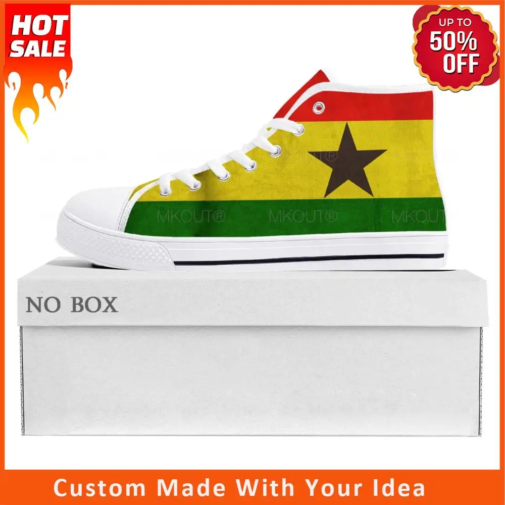 

Кроссовки Ghanaian с флагом для мужчин и женщин, высокие кеды из парусины для подростков, повседневная обувь для пар, обувь на заказ