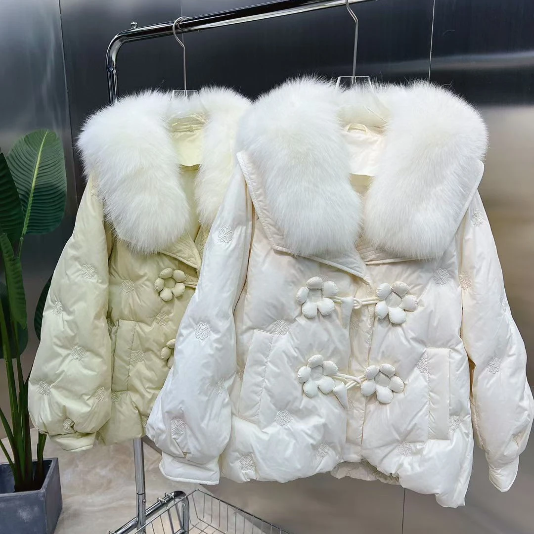 

High fashion Duck Down jackets for women 2022 Thicken women real fox fur coats outerwear