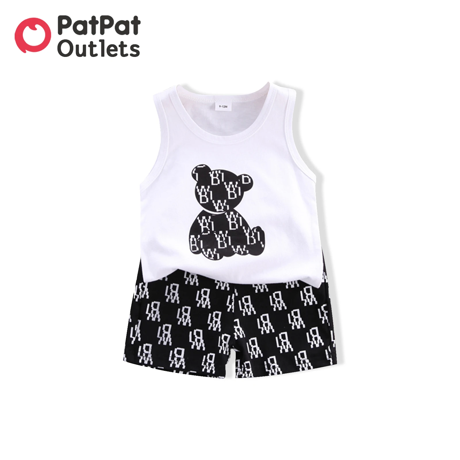 

PatPat Newborn Toddler Baby Girl/Boy Clothes 2pcs 95% Cartoon Cute Bear Print Sleeveless T-shirt Tank Top and Shorts Infant Set