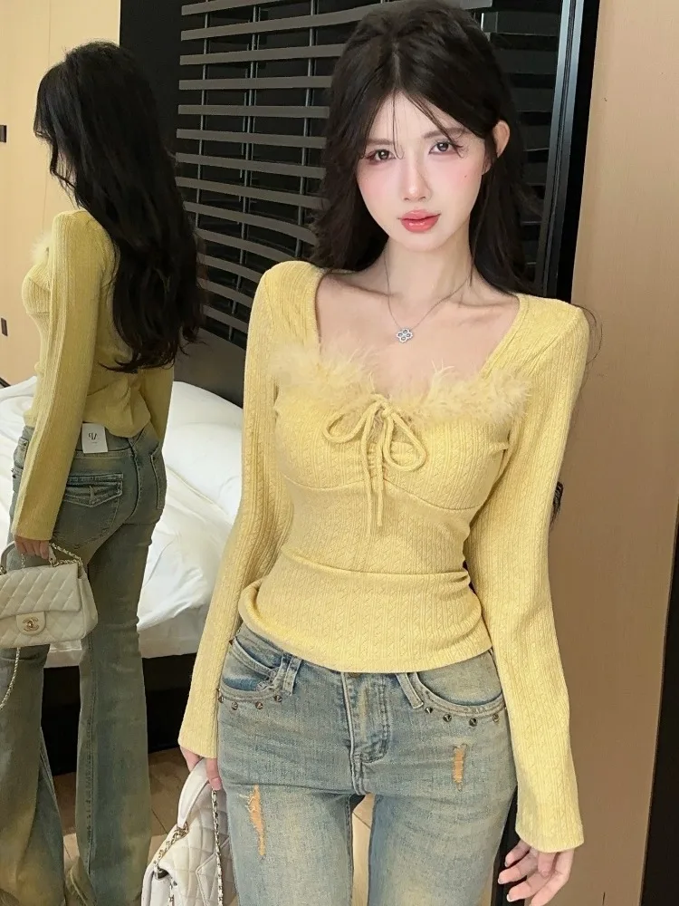 Осенне-зимний дизайн Pure Desire Gyaru трикотажная нижняя рубашка женская внутренняя