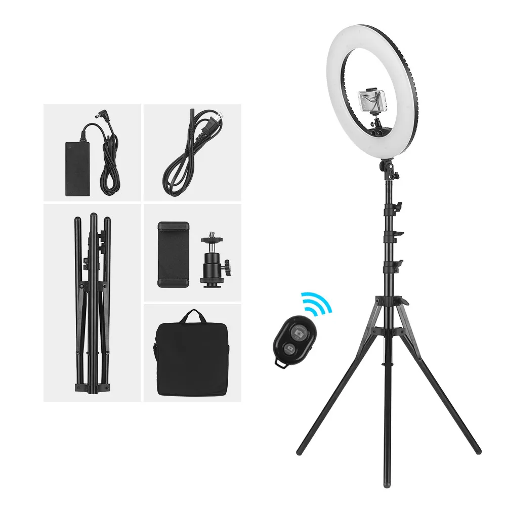 

18 Inch Dimmable SMD LED Ring Light Kit 48W Stepless Brightess Adjustment 3200K-5600K Lighting Ringl