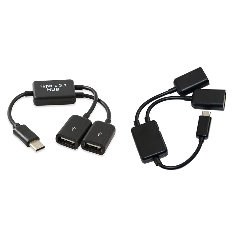 

1 Pcs Type C OTG USB 3.1 Male To Dual 2.0 Female OTG Charge 2 Port HUB Cable Y Splitter & 1 Pcs Micro-USB Host Cable,Micro-USB M