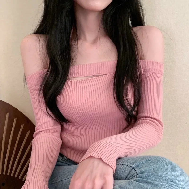 Женский свитер с длинным рукавом повседневный трикотажный пуловер в Корейском