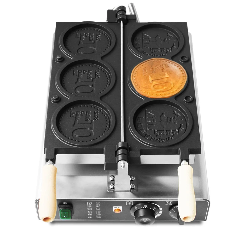 Коммерческий новый дизайн электрическая вафельница для монет 3 шт. корейская