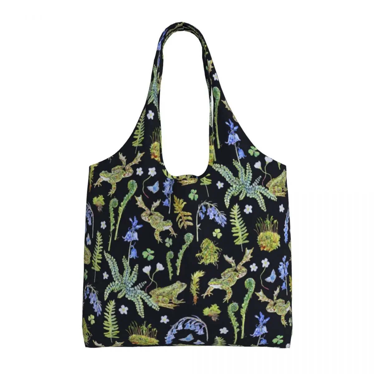 

Сумка-шоппер для лягушек и опухов, пышная пляжная сумочка с рисунком Bluebell Clover Leaf Plant, тканевая ретро-Сумка-тоут для покупок
