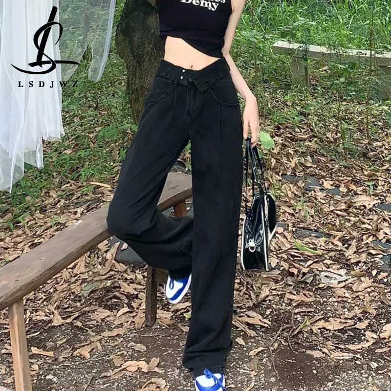 

Джинсы женские прямые с завышенной талией, Y2k