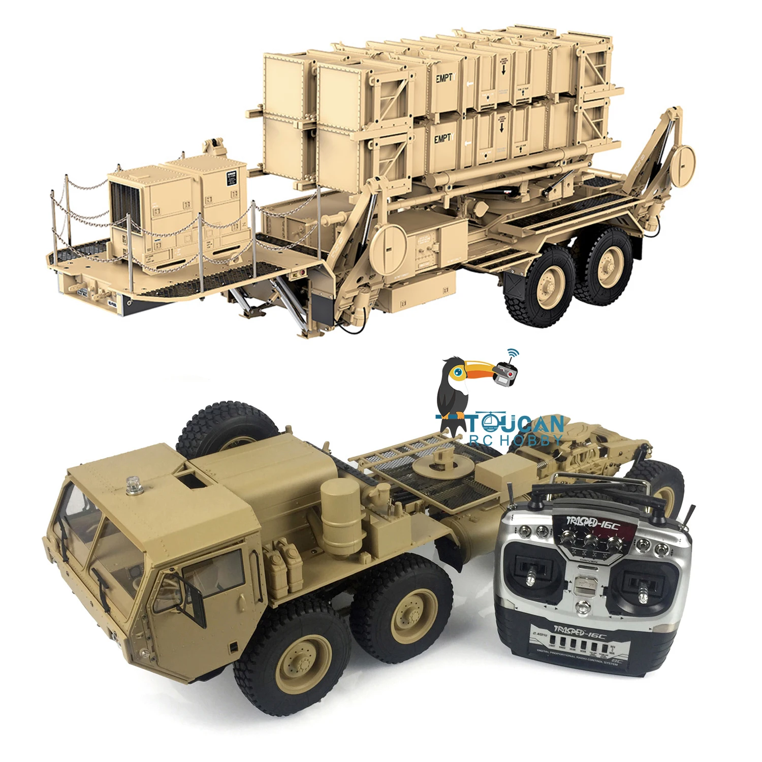 

HG 1/12 U.S P802 Military RC Truck Lights Missile Launch Vehicle P805 Trailer DIY Car Model Toys Gifts for Men THZH1231-SMT4