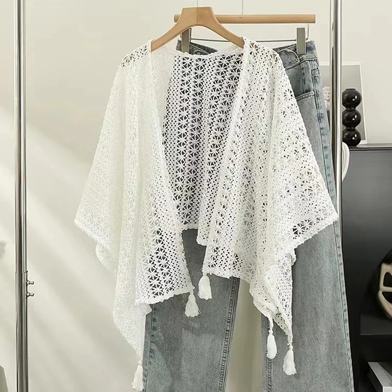 Лидер продаж Темпераментная Женская Вязаная Шаль с кисточками дизайнерская