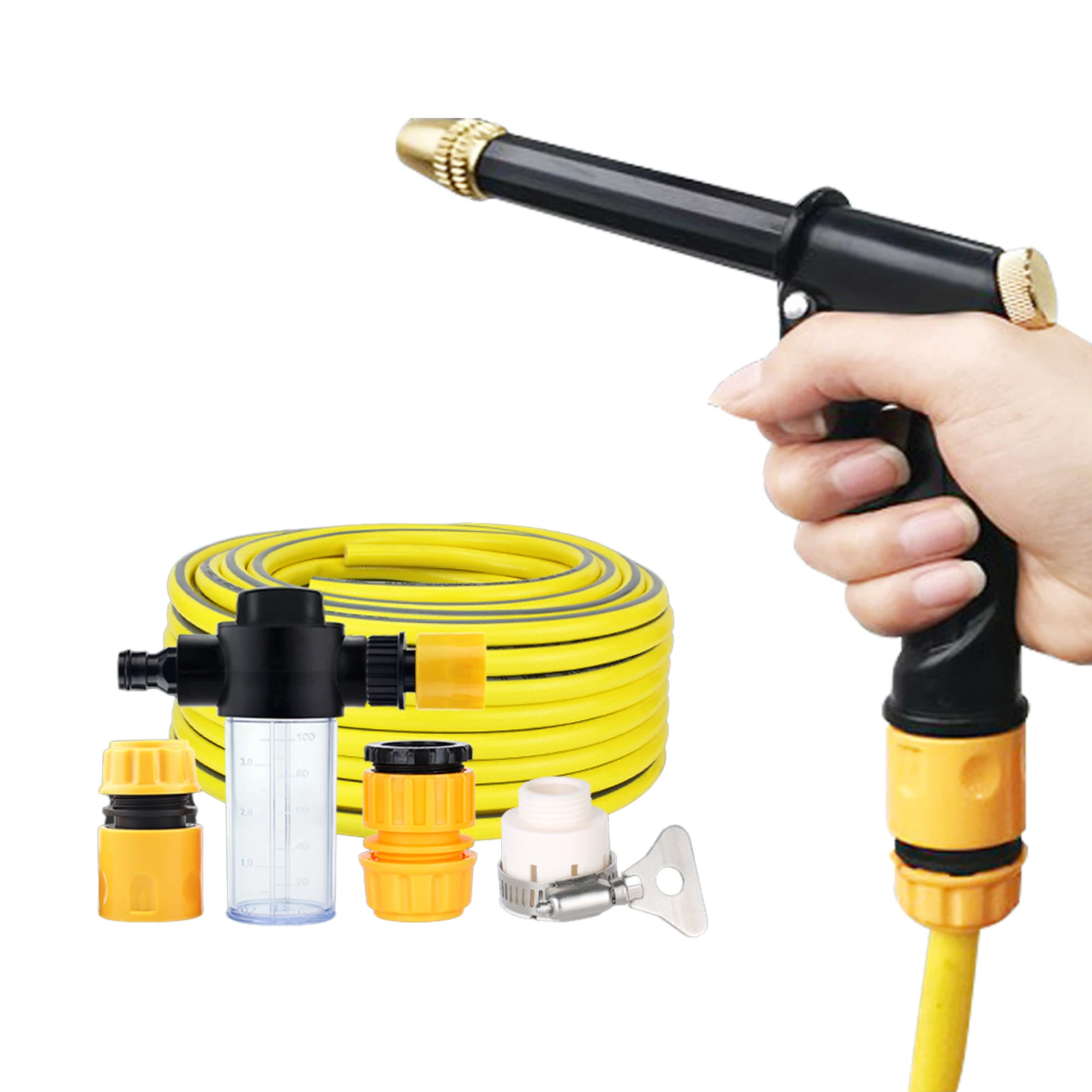 

Water Hose Nozzle Short High Pressure Washer Garden Hose Sprayer Prevent Leakage Different Watering Patterns High Pressure Hose