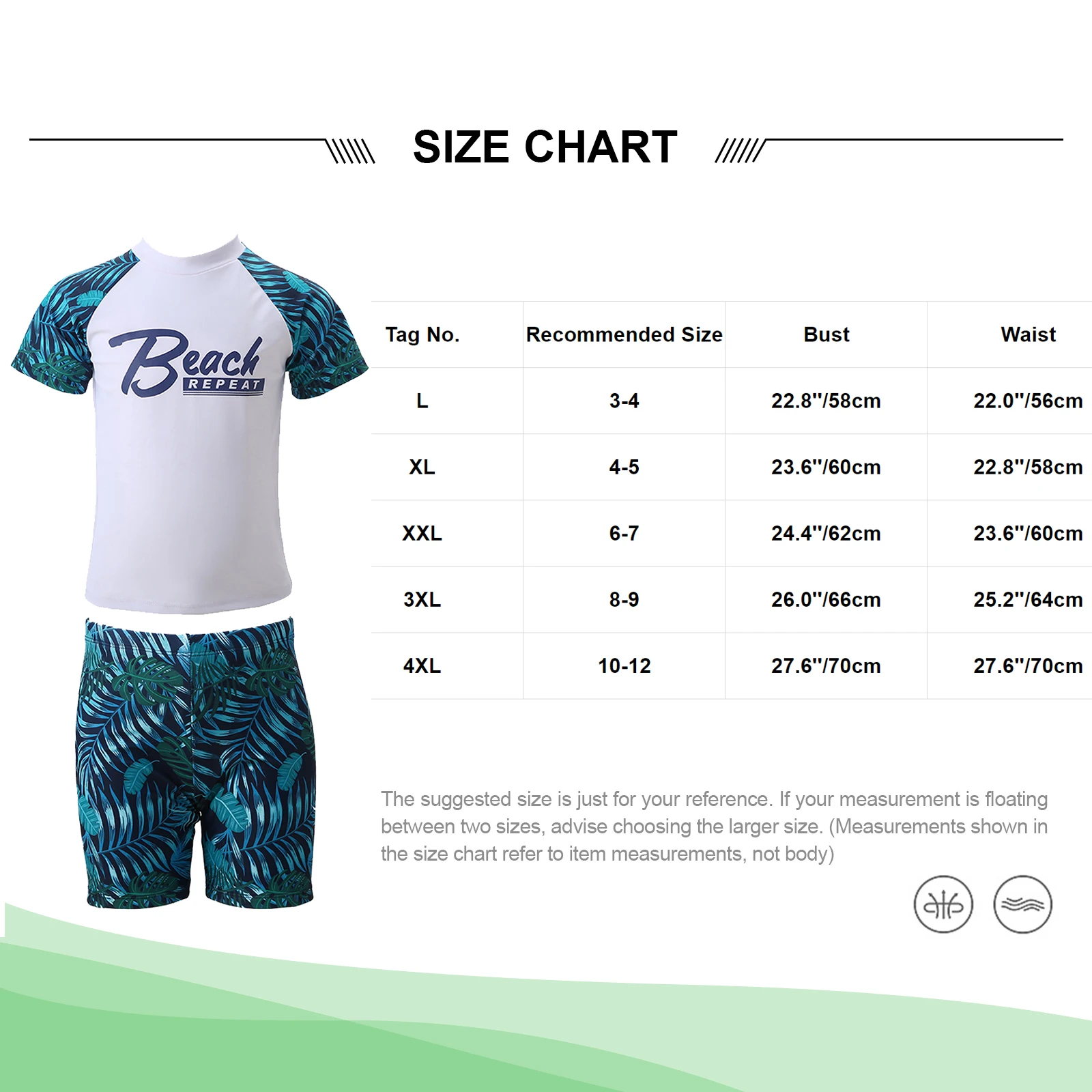 Kids Boys Summer Two Piece Swimsuit Beachwear Bathing Suit Quick-Dry Short Sleeve Swim Tops with Elastic Waistband Trunks
