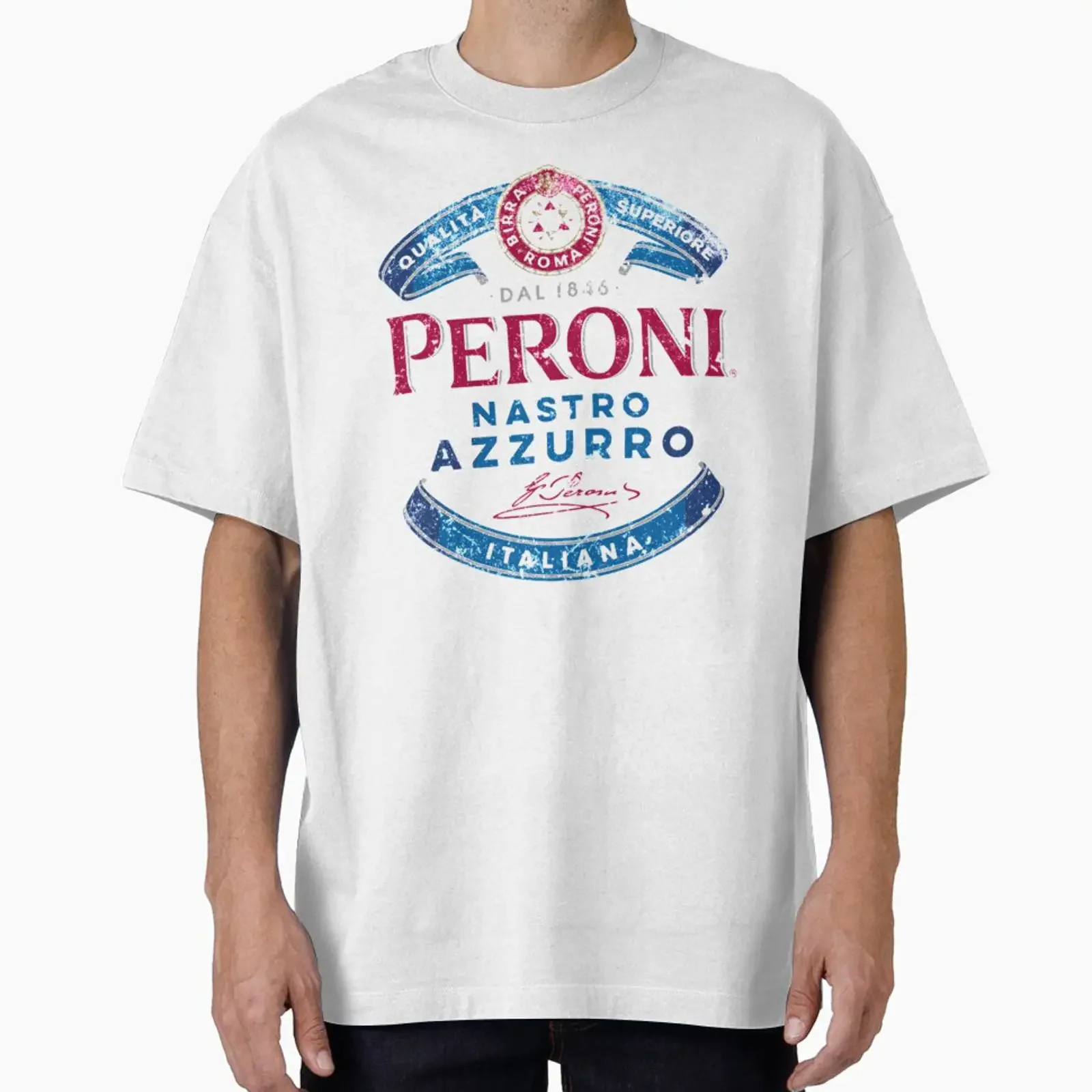 Фото Peroni Nastro Azzurro Italy, разработанный и продаваемый компанией AbnerEvans, винтажный, мягкий, стильный, повседневный модный топ для ежедневной носки. №1