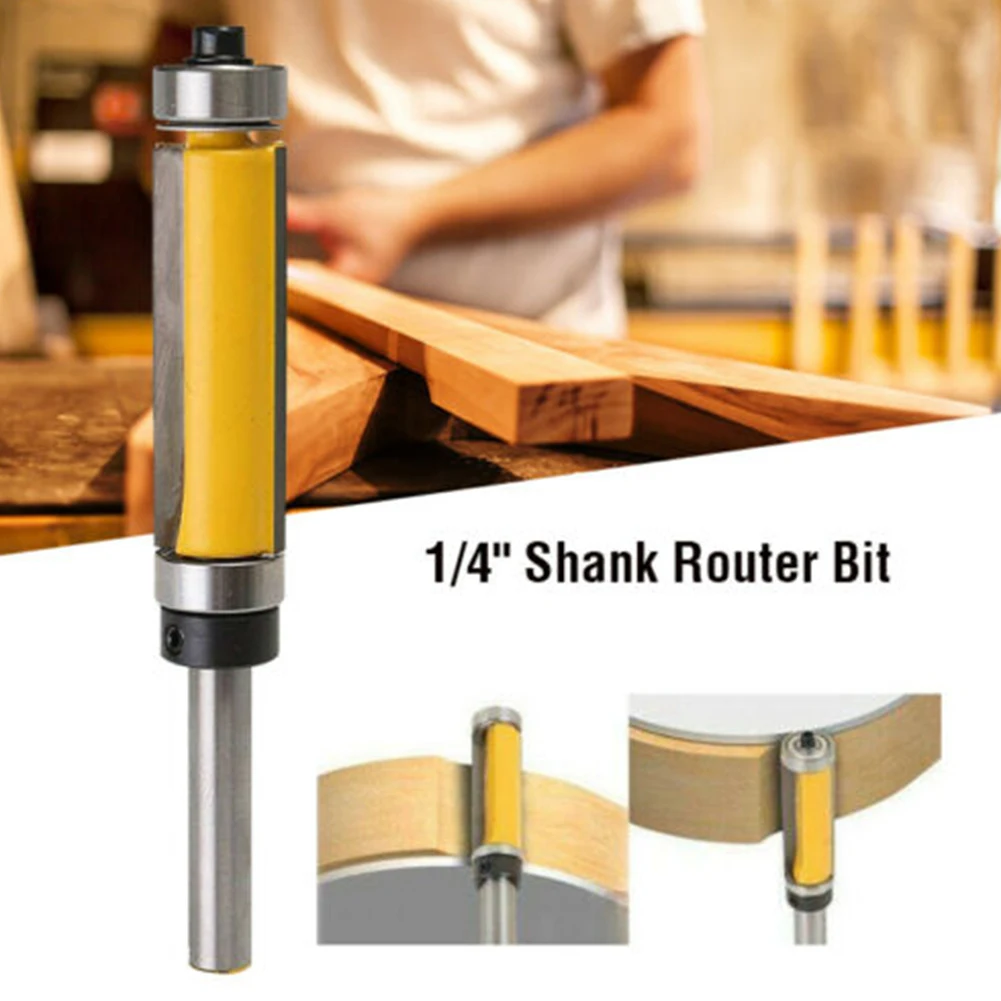

1/4inch Shank Template Flush Trim Router Bit Top & Bottom Ball Bearings Woodworking Tool Wood Milling Trimming Boring Cutter