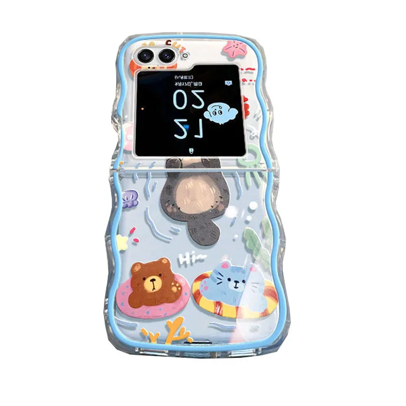 Новый чехол для телефона с мультяшными животными и бусинами подходит Samsung Galaxy Z Flip