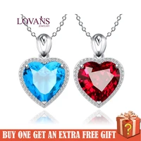 lovans 2022 925 silver pendant heart of ocean blue red heart love forever pendants womens necklace jewelry for party wedding