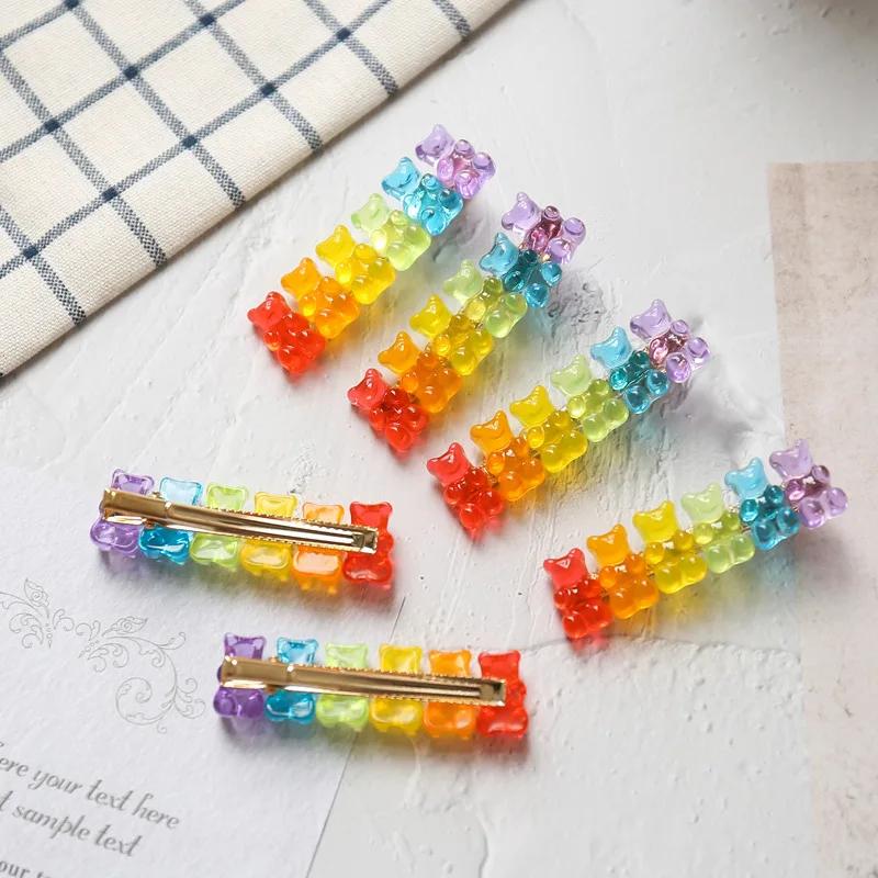 

Candy Color Jelly Bear Hair Barrette Clips Barrettes Cartoon Animal Cute Hairpin Women Hairgrips Girls Hair Acccessories Gifts