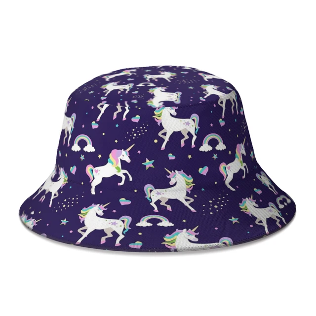2022 New Summer Unicorn Bucket Hat for Women Men  Outdoor Foldable Bob Fishing Hat  Panama Cap 1